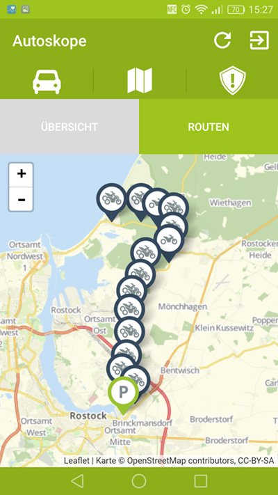 Motoskope GPS-Ortung - App-Ansicht
